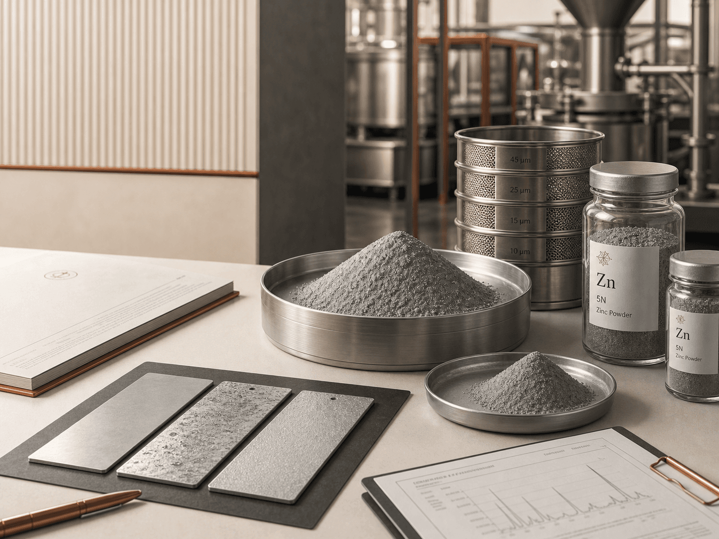 Zinc powder samples and coating test coupons